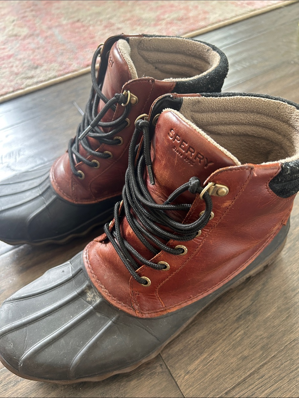 Sperry Men's Brown Leather & Black Rubber Duck Boots - Picture 3 of 7
